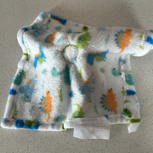 Le Bebe Favorite Dinosaur Lovey Security Blanket Dino Green White Orange Baby - Picture 4 of 6
